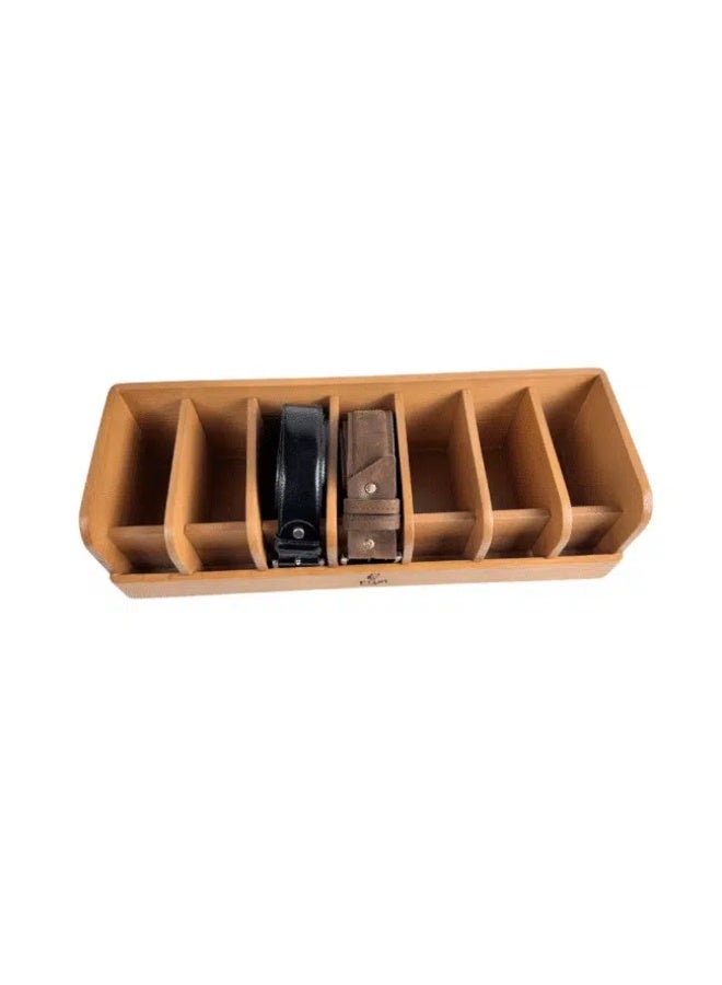 Foxiwood Wooden Belt Organizer With 7 Removable Compartment for Drawer , Dressing Room and Closet - Image 3